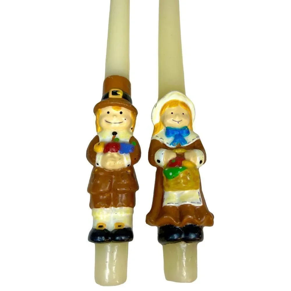 Vintage Pilgrim Couple American Greetings Candles